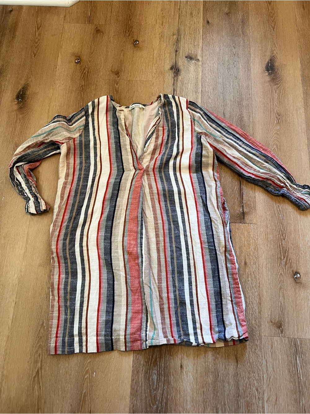 Roller Rabbit LargeStriped Long Sleeve V-Neck Tunic Top - Multi